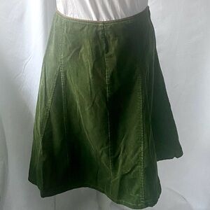 Conte of Florence A-Line Green Corduroy Skirt Euro Size 46/US L